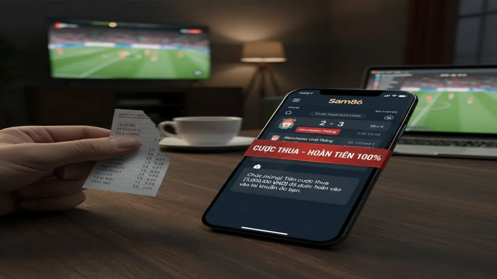 Bảo hiểm thua cược bóng đá hoàn tiền 100% Sam86